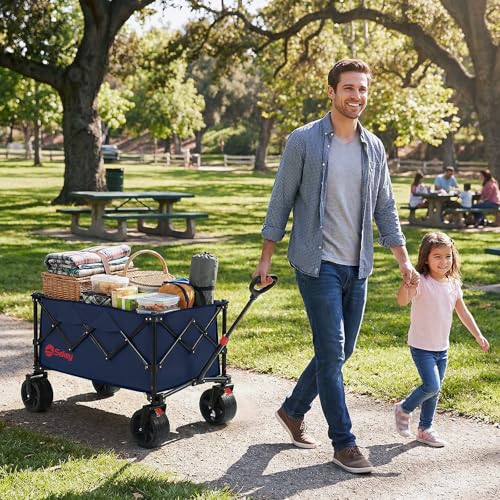 Sekey 250L Beach Wagon, 400 lb Capacity, Foldable, All-Terrain Wheels - color: Royal Blue