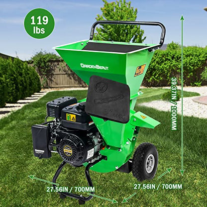 3 in 1 Wood Chipper Shredder Mulcher MF30, 7HP 212cc Heavy Duty Gas Powered, Max 3" Diameter Capacity for Wood, Limb, Leaves with Two Hoppers,4 Y-Hammers, Included Debris Bag