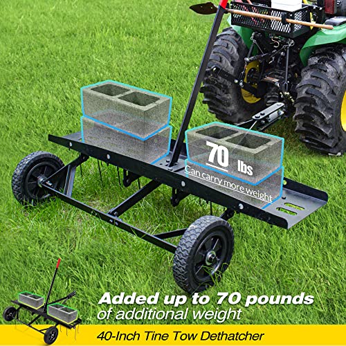 Suchtale 40 Inch Tow Behind Lawn Dethatcher with 20 Spring Tines - size: 40-inch