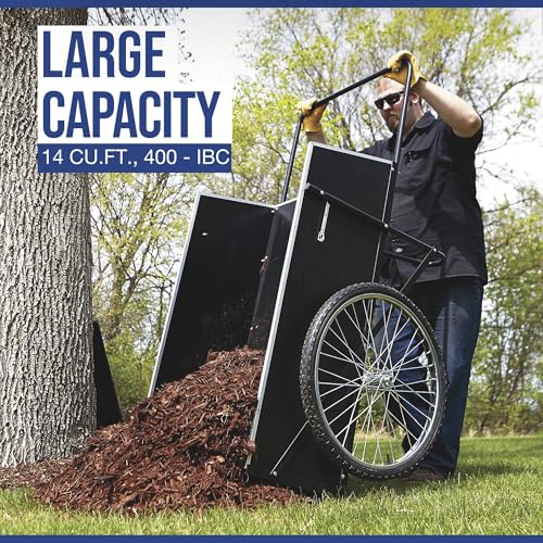 Strongway Garden Cart, 400-Lb. Capacity, 48in., 14 Cu. Ft. 48in.L x 29in.W | High-volume yard hauling, Stable two-wheel movement, Lawn/farm/property use, Durable outdoor operation, Easy unloading