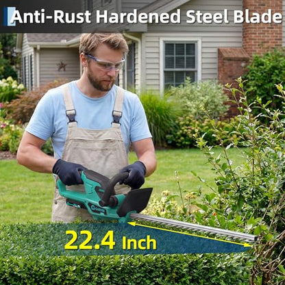 Garvee 22.4" Brushless Cordless Hedge Trimmer, 3000 SPM Dual Action Blade