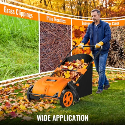 26 Inch Push Lawn Sweeper, 3.8 Cu. ft Grass Cutter, Hopper Bag