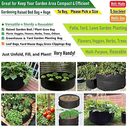 200 Gallon Big Raised Garden Bed Bag (50x24 inch) Large Plant Grow Bag for Tomato,Potato Planter,Herbs Veggies Planter,Flower Bed,Plant Container,Yard Waste,Lawn Debris,Leaf Bag with Gardening Gloves - size: 200 Gallon (50x24 inches)