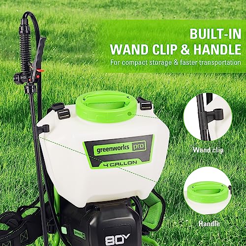 Greenworks 80V 4 Gallon Battery Powered Backpack Sprayer with 5 Tips, 70PSI Pressure-Weed Killer, Pest Control, Sanitizing & Garden Spraying, Cordless High-Pressure Sprayer Commercial Use, Tool Only - size: 80V Tool Only