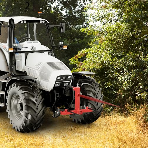 PULLAFUN Hay Spear 49" Bale Spear, Heavy Duty Quick Attach Square Hay Bale Spears, Hay Bale Spike with 2 Stabilizer Spears for Buckets Tractors Loaders