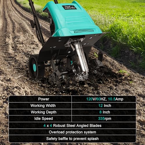 IncwBo 12'' 10.5AMP Corded Electric Garden Roto Tiller Cultivator Powerful - size: 10.5 AMP-12 INCH