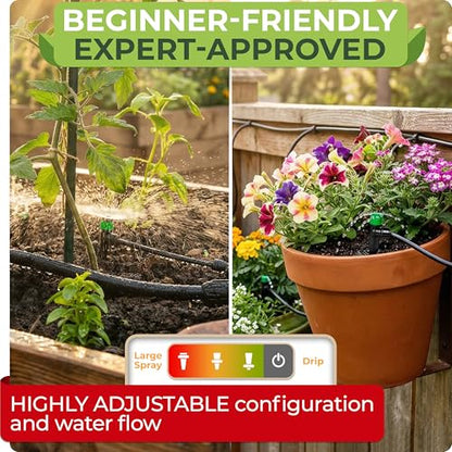 CARPATHEN Quick Connect Drip Irrigation System Kit with Sprinkler, 100 feet - size: Quick-Connect 100 feet