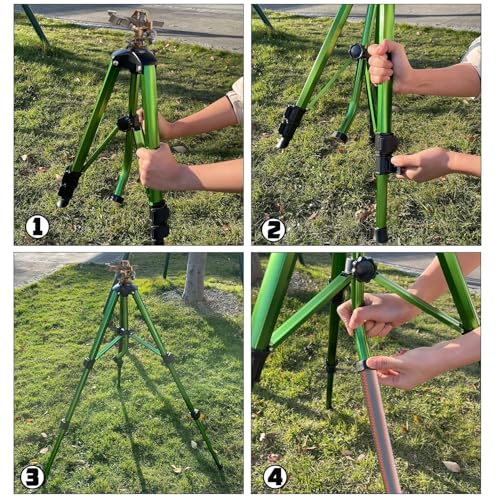 Biswing Impact Sprinkler Head on Tripod Base, Heavy Duty Lawn Sprinklers, 360 Degree Large Area Irrigation, Metal Sprinkler Nozzle & Solid Alloy Metal Extension Legs Flip Locks, 1 Pack - size: 1 Pack