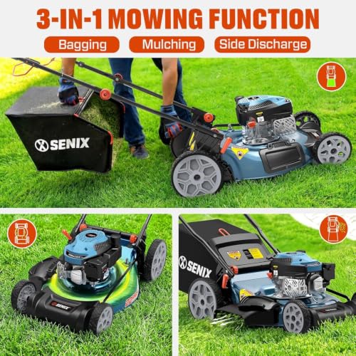 SENIX 22 Inch Self Propelled Gas Lawn Mower 170cc 4-Cycle RWD Mower