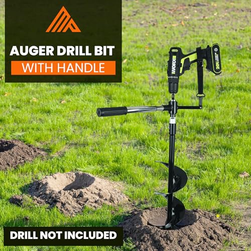 Auger Post Hole Digger 8" Wide 32" Deep - Earth Auger - Trench Digger - Hole Digger Tool for Fence Posts - Electric Post Hole Digger Handles - style: 8" X 32"