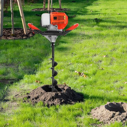 52CC Gas Powered Post Hole Digger, 3 Auger Bits (4", 6", 8") - color: 52CC,1.98HP
