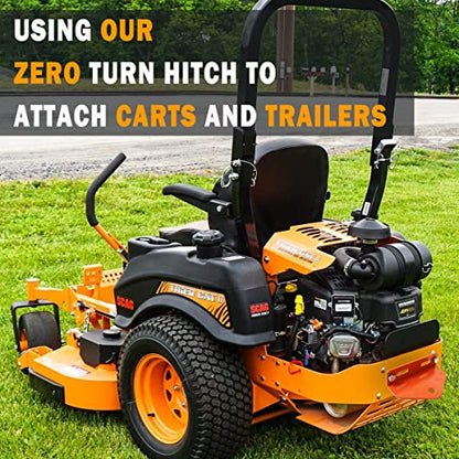 Universal Heavy Duty Zero Turn Mower Trailer Hitch with Magnetic Hitch Pin - color: Yellow+Orange