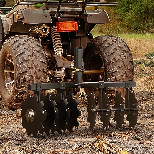 YITAMOTOR 32" Cut Width Disc Plow Harrow with Universal 2" Receiver Mount for ATV/UTV, Black