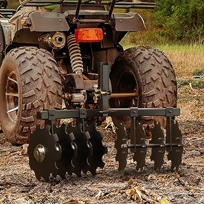 YITAMOTOR 32" Cut Width Disc Plow Harrow with Universal 2" Receiver Mount for ATV/UTV, Black