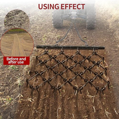 YITAMOTOR Heavy Duty 5FT x 4.5FT Chain Harrow, Drag Harrow with 1/2" Tines - size: 5FTx4.5FT