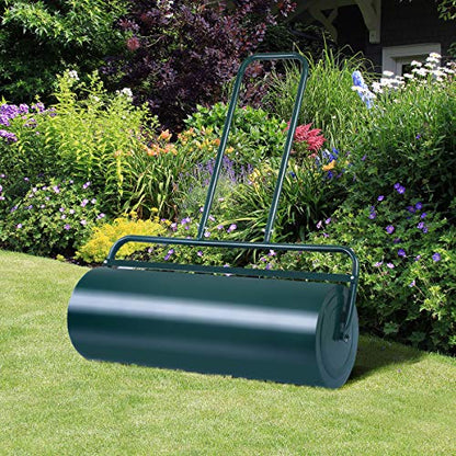 S AFSTAR Lawn Roller, Push Tow Behind Sod Roller with U Shaped Handle, Water and Sand Filled Garden Drum Roller for Planting, Seeding, Eliminating Turf Damage (13 by 24-inch/ 13 Gal) - color: Green, size: 13 by 24-inch/ 13 Gal