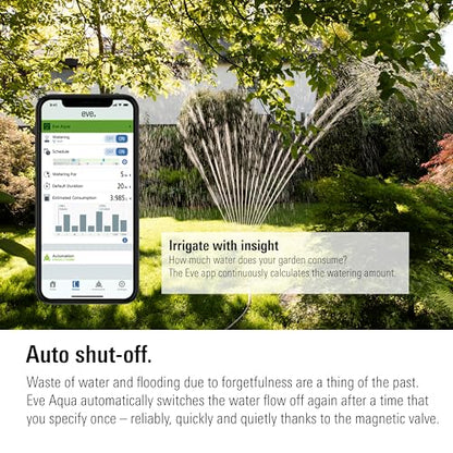 Eve Aqua – Smart Water Controller for Apple Home app or Siri, irrigate Automatically with schedules, Easy to use, Remote Access, no Bridge, Bluetooth/Thread, HomeKit