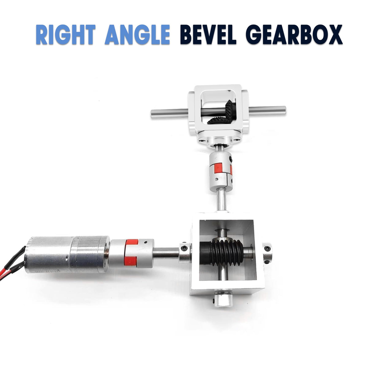 90 Degree Right Angle Bevel Gearbox 1:1 Forward Double Output Shaft 8mm - size: 8mm 2 Forward Output