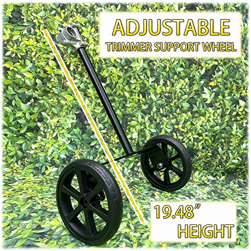 19.48" Adjustable Height String Trimmer Support Wheel with 26mm Handle Clamp, 6" Wheels Walk Behind String Trimmer Auxiliary Attachment for Easy Push Weed Trimmer Grass Cutter