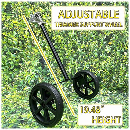 19.48" Adjustable Height String Trimmer Support Wheel with 26mm Handle Clamp, 6" Wheels Walk Behind String Trimmer Auxiliary Attachment for Easy Push Weed Trimmer Grass Cutter