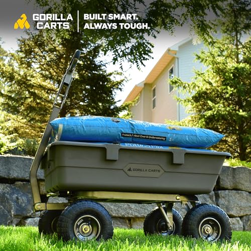 Gorilla Carts Poly Dump Cart, 800 lb. Capacity, 5 Cu Ft, Gray - size: 5-Cubic Feet, style: Pneumatic