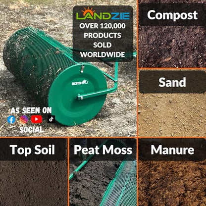 Compost Spreader 44 Inch, Peat Moss & Top Soil Roller - Landzie - size: 44 Inches