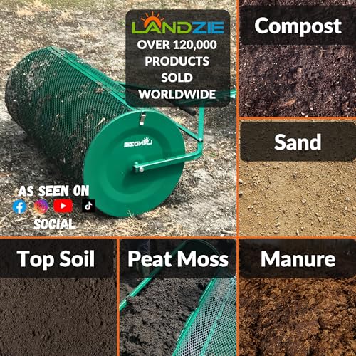 Compost Spreader 44 Inch, Peat Moss & Top Soil Roller - Landzie - size: 44 Inches