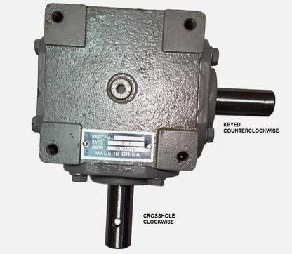 SpinCo 40 HP Right Angle Bevel Gearbox w/Crosshole & Keyed Shaft CW/CCW 1:1