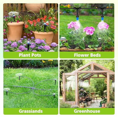 230FT New Quick-Connect Drip Irrigation System Kit, Automatic Garden Watering Misting System for Greenhouse, Yard, Lawn, Plant with 1/2 inch Hose 1/4 inch Distribution Tubing and Accessories - size: 33FT 1/2''Main tube+197FT 1/4'' tube