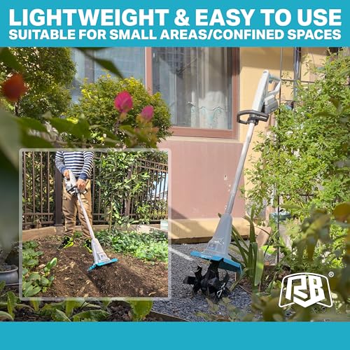 RB 40V Cordless Tiller Cultivator with Battery for Narrow Garden Areas