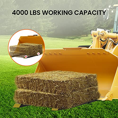 Clamp On Pallet Forks 60 in 2000 LBS with Adjustable Stabilizer Bar, Heavy Duty Front Loader Forks, Fork Attachment for Skid Steer, Loader Bucket - size: 60" 2000Lbs Bar