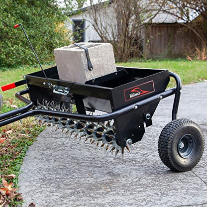 Brinly Tow Behind Combination Aerator Spreader with Weight Tray, 40-Inch, Flat Black - color: Flat Black