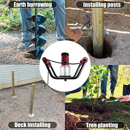 1500W Electric Post Hole Digger with Reverse, 2×6" & 2×4" Bits - color: Red, style: Reverse - 2×6"and 2×4" Auger Bits