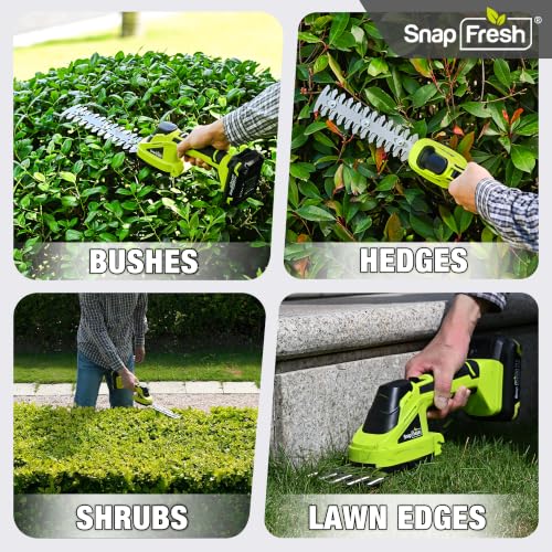 SnapFresh 20V Cordless 2-in-1 Hedge Trimmer & Grass Shears - color: Light Green
