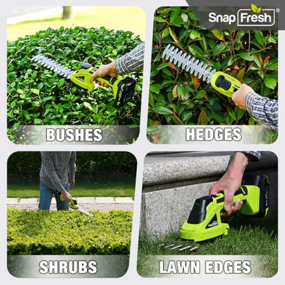 SnapFresh 20V Cordless 2-in-1 Hedge Trimmer & Grass Shears - color: Light Green