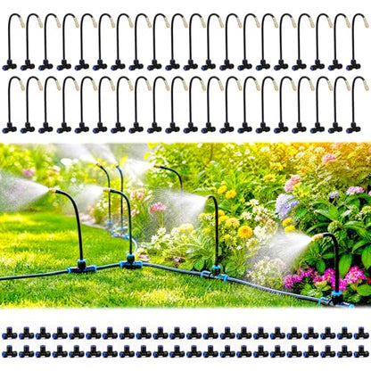 Drip Irrigation Nozzles 40 Pack, 8 Inch Adjustable Sprayers for 1/4 Tubing