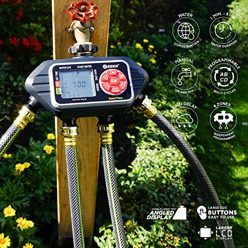 Eden 93413 Programmable Digital Water Timer 4-Zone, Compatible with Wireless Soil Moisture Sensor - size: 4 Zone
