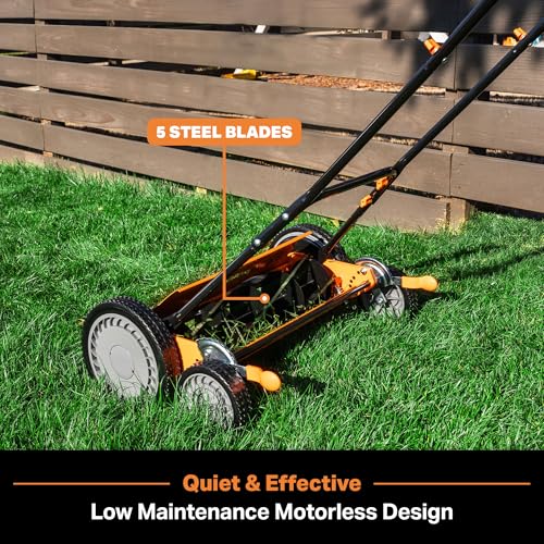 LawnMaster 20” 5-Blade Push Reel Lawn Mower – LMRM2001 - size: 20-Inch