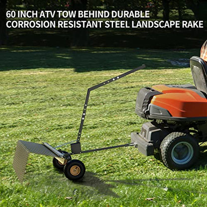 YITAMOTOR 60" Tow Behind Pine Needles Rake with 24 Spring Steel Tines