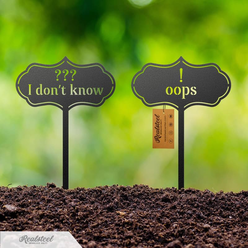RealSteel Metal Seed & Plant Markers – Elegant Indoor & Outdoor Garden Stakes – Durable Herb, Vegetable & Fruit Plant Labels for Pots, Raised Beds & Greenhouse – Farmhouse Garden Gift - (Chives) - style: CHIVES