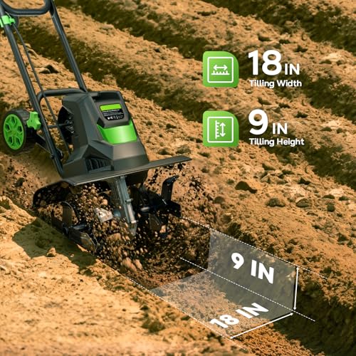 Etoolab Electric Tiller for Gardening, 15-Amp 1800W Corded Rototiller