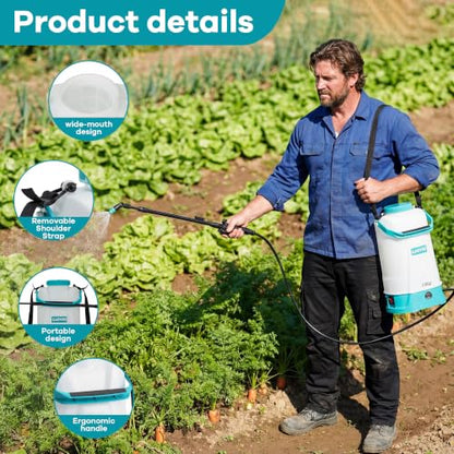 Garvee 2.38 Gal 12V Battery Powered Sprayer with Adjustable Shoulder Strap - size: 2.38Gal