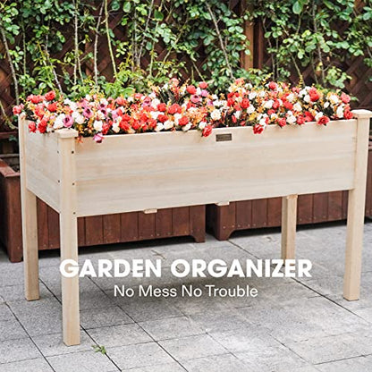 VIVOSUN Elevated Wooden Raised Garden Bed, 48 x 24 x 30 Inches, Outdoor Wood Planter Box w Bed Liner and Gloves for Garden, Patio, Balcony, Backyard and Outdoors, 220-Pound Capacity (Pack of 2) - size: 48 x 24 x 30 Inches (Elevated) (Pack of 2)
