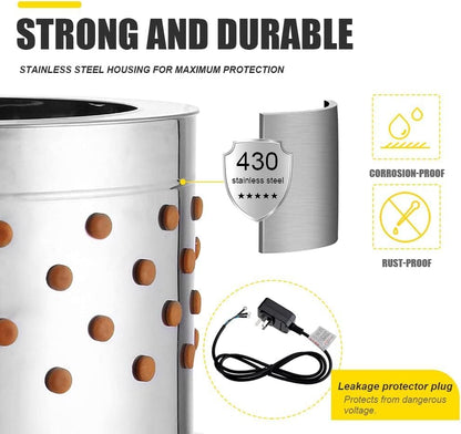 31.4" Stainless Steel Chicken Plucker Machine, 3000W 2HP Poultry De-Feather Remover, 245RPM Turkey Duck Fowl Plucker with Rubber Fingers for Home & Commercial Use - size: 31.4"-3000W