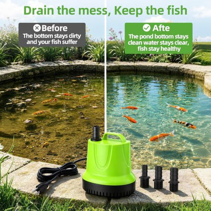 FREESEA Durable Small Pond Pump: 365+ days Continuous Operation - size: 100W/1100GPH