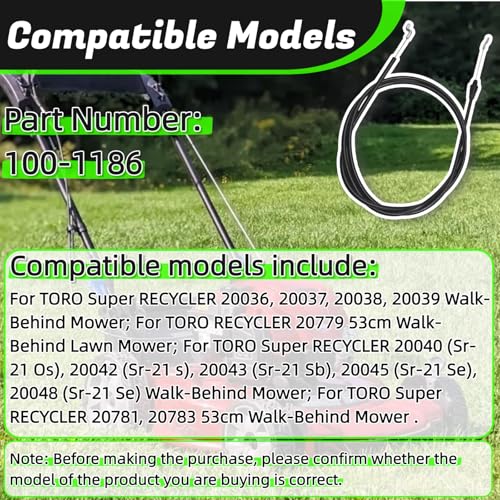100-1186 Lawn Mower Brake Cable Compatible with Toro Lawn Mower - size: 100-1186