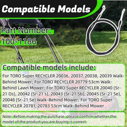 100-1186 Lawn Mower Brake Cable Compatible with Toro Lawn Mower - size: 100-1186