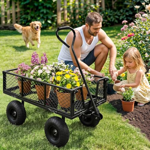 880lb Garden Wagon Steel Utility Cart Solid Wheels - size: 880LBS Cart