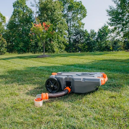 Camco Rhino 28-Gallon Camper/RV Tote Tank - Features Large Heavy-Duty No-Flat Wheels & Built-in Gate Valve - Removable Steel Tow Adapter, 3’ Sewer Hose & More RV Accessories (39004) - size: 28 Gallon, style: Heavy Duty (2 Wheel)