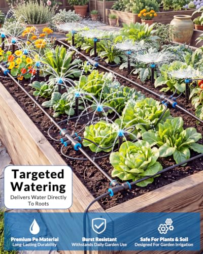 CICKATA 230FT Drip Irrigation System Kit, 20-45 PSI Water Flow Rate 40GPH